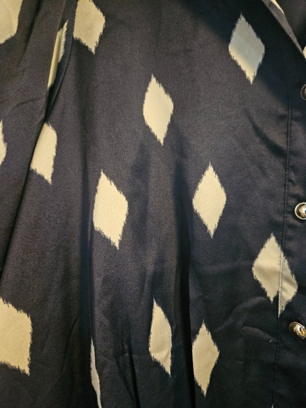 Ann Taylor Blue long sleeve Dress with Gold Diamond Pattern - Picture 2 of 4